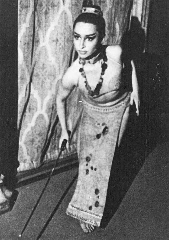 Black-and-white photo of a young Joanne DiVito performing in costume