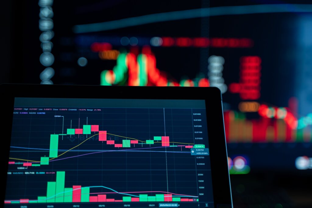 A stock market chart on a trading screen