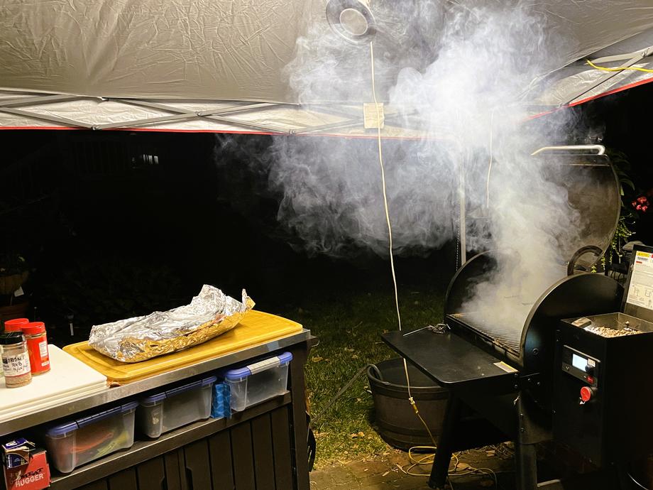 A wood pellet smoker